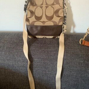 Coach Khaki and Brown Signature Crossbody